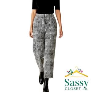 Michael Michael Kors Black Off White Plaid Boucle Knit Pants Sz M EUC